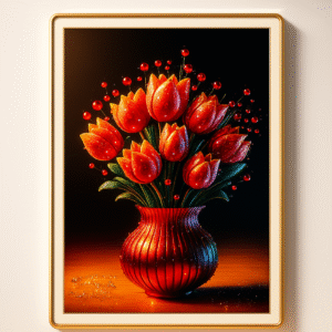 Tulips of Fire with Crystals Painting